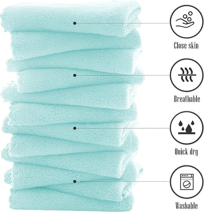 TENSTARS 12 Pack Premium Washcloths Set - Quick Drying- Soft Microfiber Coral Velvet Highly Absorbent Wash Clothes - Multipurpose Use as Bath, Spa, Facial, Fingertip Towel (Frozen Blue)