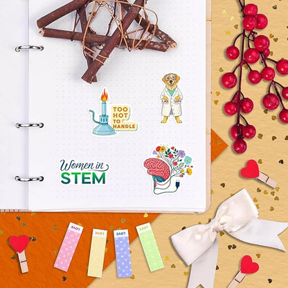 100Pcs Women in Stem Stickers for Water Bottle, Laptop, Woman in Science Stickers- Women in Stem Gifts, Science Party Supplies- Gift for Women & Men