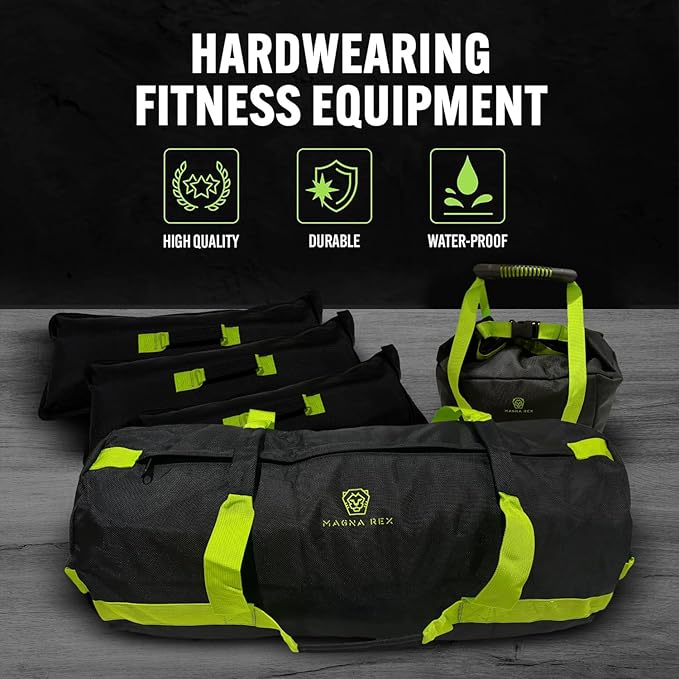 Sandbags for Working Out - 50 to 90 lbs - Adjustable Heavy Duty Equipment for Weight Training - 1 Outer, 3 Inner Sandbags - Portable Tough Workout - Non Slam