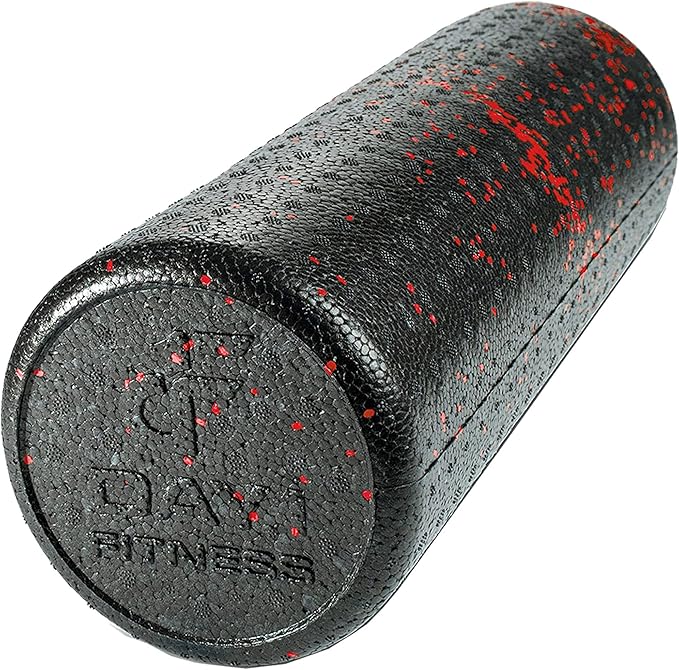 Day 1 Fitness High Density Muscle Foam Rollers - Sports Massage Rollers for Stretching, Physical Therapy, Deep Tissue, Myofascial Release - Ideal for Exercise and Pain Relief - Speckled Red, 18”