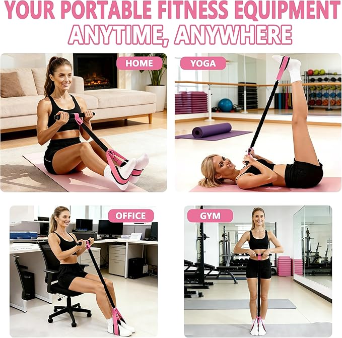 Pedal Resistance Band with Handle, Thickened Latex Tubes & Soft Foot Pedal, Full Body Workout Equipment for Glutes Legs Arms Waist, Pilates Physical Therapy Sit Up Gear for Home Gym