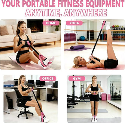 Pedal Resistance Band with Handle, Thickened Latex Tubes & Soft Foot Pedal, Full Body Workout Equipment for Glutes Legs Arms Waist, Pilates Physical Therapy Sit Up Gear for Home Gym