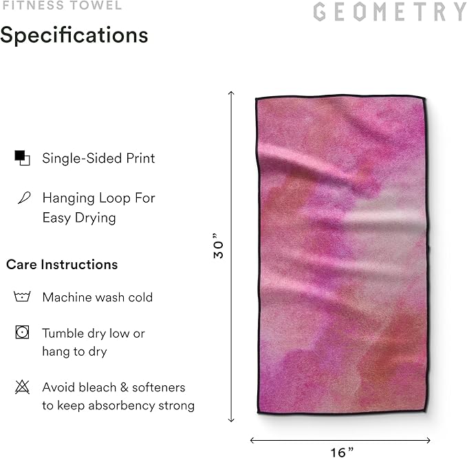 GEOMETRY Gym Towels for Working Out - Double Sided, Super Absorbent Microfiber Sweat Towel, Compact & Quick Dry - Premium Microfiber for Gym - Amanda, 16" x 30", 1 Piece