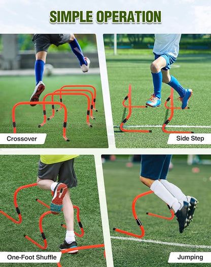 Lineslife Adjustable Agility Hurdles,4 Height Speed Training Hurdles, Portable Speed Training Equipment with Carry Bag for for Athletes,Kids,Soccer,Basketball