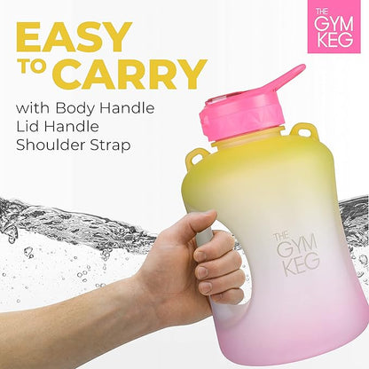 THE GYM KEG 1 Gallon Water Bottle (128oz) I 3.78l Big Water Jug I 128 oz Sports Bottle with Straw and Motivational Time Markings I Large Reusable Bottle | BPA-Free Plastic I Leakproof