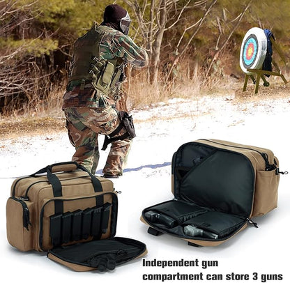 VEAGIA Range Bag,Pistol Case,Gun Range Bags For Handguns And Ammo Pouch 2 Pistols Soft Carrying Shooting Bag