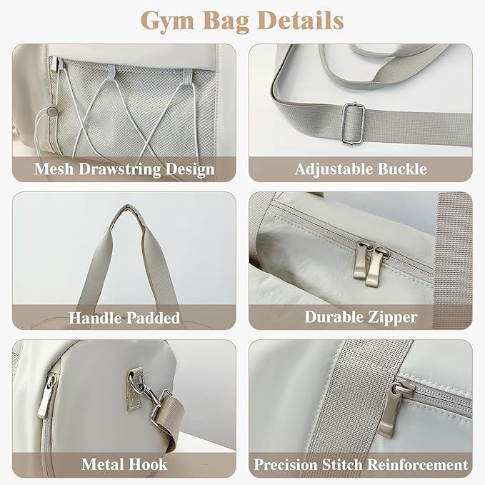 Small Gym Bag for Women, Travel Duffle Bag Carry On Weekender Bag with Shoe Compartment Overnight Gym Tote Personal Item Bag for Men