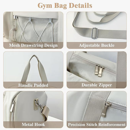 Small Gym Bag for Women, Travel Duffle Bag Carry On Weekender Bag with Shoe Compartment Overnight Gym Tote Personal Item Bag for Men