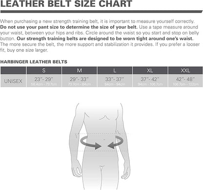 Harbinger Padded Leather Contoured Weightlifting Belt - 4" or 6” Width - Interior Suede Lining & Foam Cushioning - Heavy-Duty Dual Prong Steel Roller Buckle - for Lifting Support