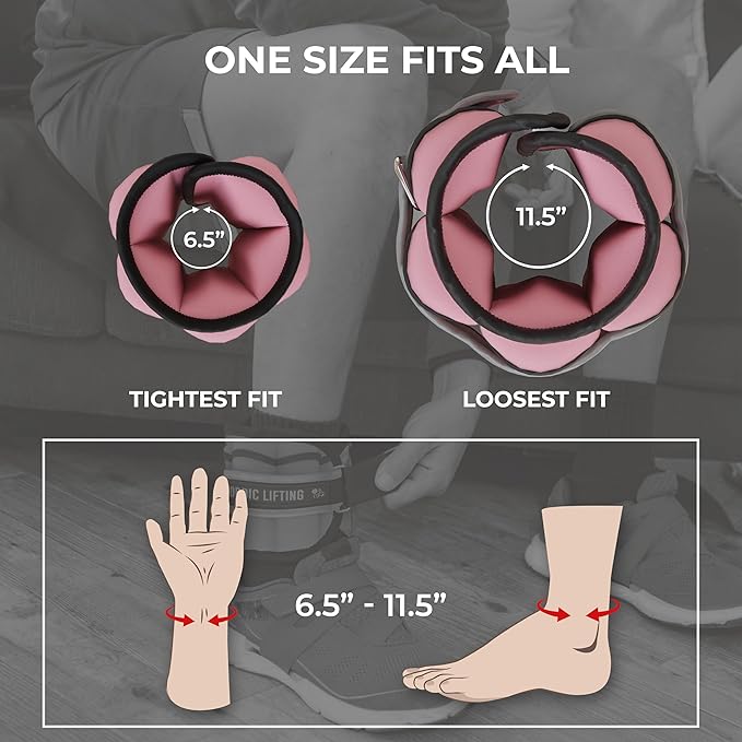 Nordic Lifting Adjustable Ankle Weights for Women & Men – 1 Pair (2–10 lbs) Wrist, Arm & Leg Weights for Gym, Yoga & Home Workouts – Secure Fit Strap Design – Durable Fitness Training Equipment