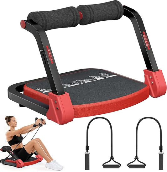 Ab Machine Ab Trainer - Sit Up Exercise Equipment& Core Machine, 4 Level Adjustable Resistance, Foldable Ab Crunch Machine for Home Gym Stomach Workouts