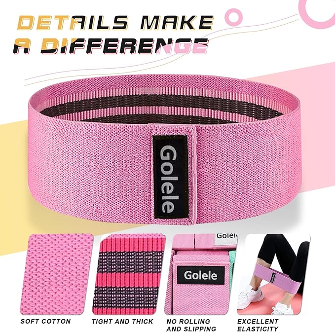 Resistance Bands for Working Out 3 Booty Bands- Light Medium Heavy Fabric Exercise Bands for Home Gym, Full Body Workouts, Legs, Hip, Glutes, Arms, Yoga, Latex Fitness Bands for Women and Men