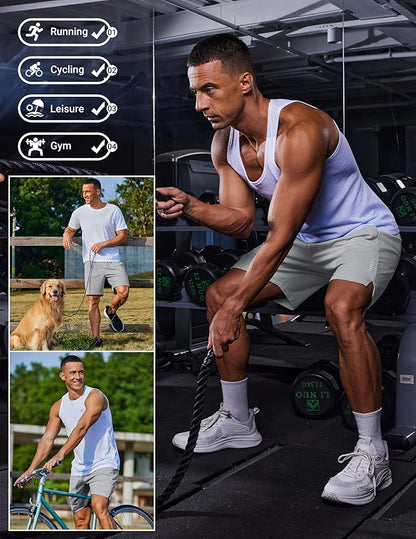 COOFANDY Mens Gym Athletic Shorts with Zipper Pockets Quick Dry 7" Workout Running Training Shorts