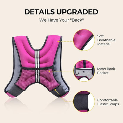 PACEARTH Weighted Vest,6lb/8lb/10lb/12lb/16lb/20lb/25lb/30lb Weight Vest with Reflective Stripe, Body Weight Vests for Women, Men, Weight Loss Workout, Strength Training, Running, Walking, Jogging