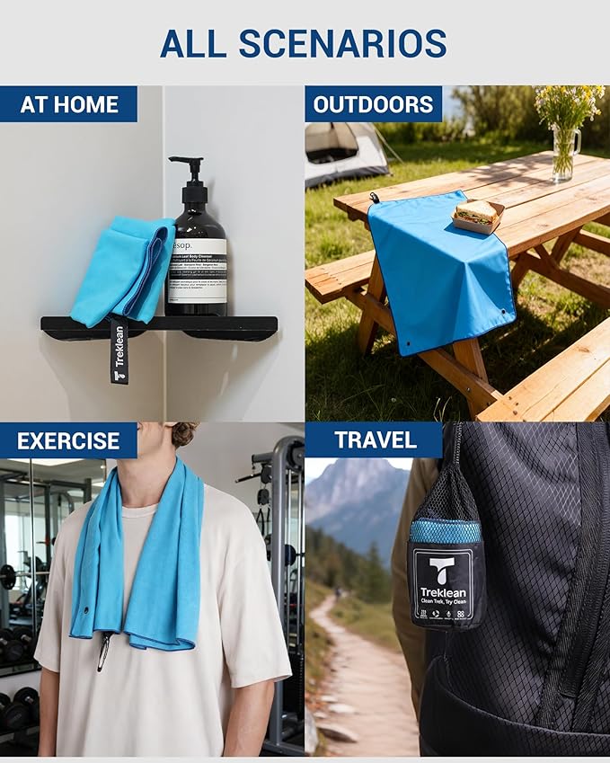 Quick Dry Towel for Body,35" x 18" Travel Towel Fast Drying Lightweight Camping Towel for Swimming,Gym,Yoga and Other Sports(Hawaiian Blue,1 Pack)