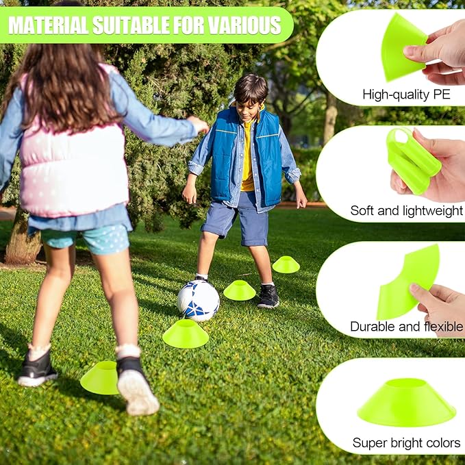 25pcs Soccer Cones for Sports Training, Mini Football Cones & Mesh Bag Flexible Agility Cones Premium Training Cones for Basketball Football Running Drills Sports Games Skating Kids