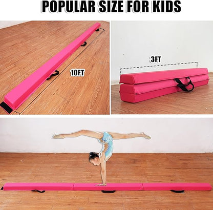 MARFULA 6 FT / 8 FT / 9 FT / 10 FT Folding Gymnastic Balance Beam for Kids with Carry Bag for Home and Club Use