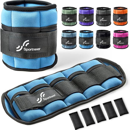 Sportneer Adjustable Ankle/Wrist Weights for Men Women Kids, Weighted Leg & Cuff Strength Training for Yoga Walking Running Aerobics Gym Fitness Physical Therapy