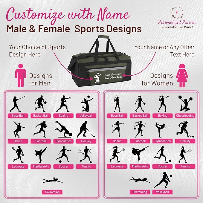 Personalized Sports Duffel Bags for Men and Women - 22” Customized Travel Duffle with Name & Boxing Design - Water Resistant Two-Toned Overnight Weekender Bag - Red