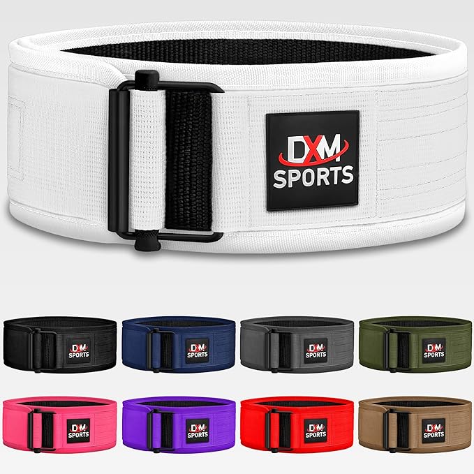 DXM SPORTS Self-Locking Weight Lifting Belt - Men Women Gym Fitness Strength Training, Bodybuilding Powerlifting Weightlifting Workout, Deadlift Squat, Pro Exercise Belt