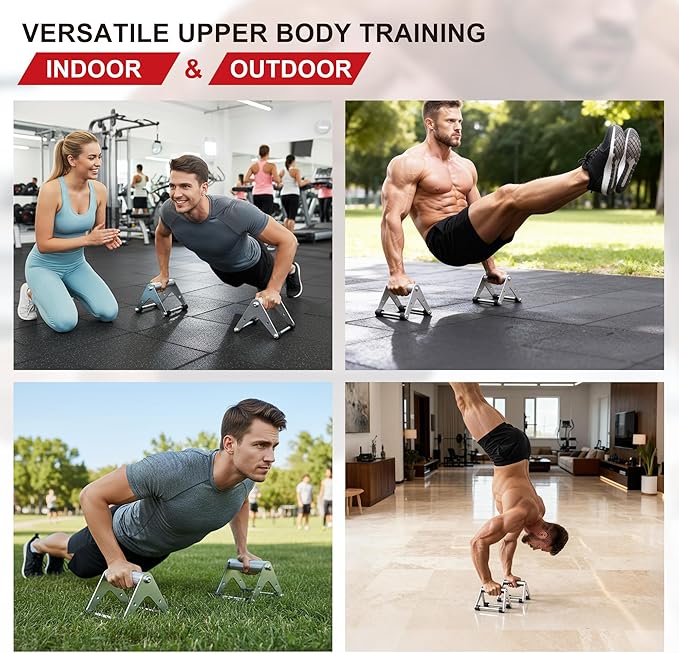 Push Up Bar - Heavy-Duty Stainless Steel Pushup Stands with Non-Slip Base, 500LB Capacity, Portable Home Gym Equipment for Strength Training & Floor Workouts