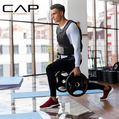 CAP Barbell Adjustable Weighted Vest | 20-150 lbs | Heavy-Duty Workout Vest with Removable Iron Weights for Strength Training, Cardio, Running, and Calisthenics