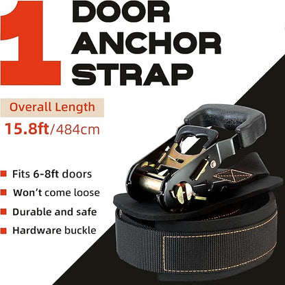 Resistance Band Door Ratchet Anchor with 6 Points - Portable Home Workout Anchor (Fits 6-7.7ft Doors)
