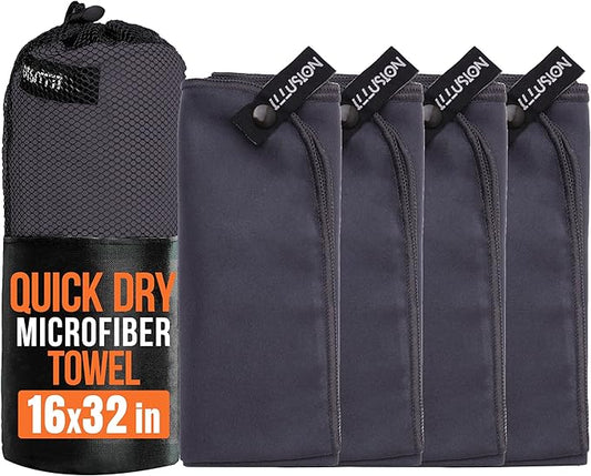 illusion Small Microfiber Gym Towels for Men and Women Active Sports (32" L x 16''W)-Lightweight Quick Dry Gym Towel for Sweat-Workout Towels Ideal for Yoga, Camping, Running, and Outdoor Activities