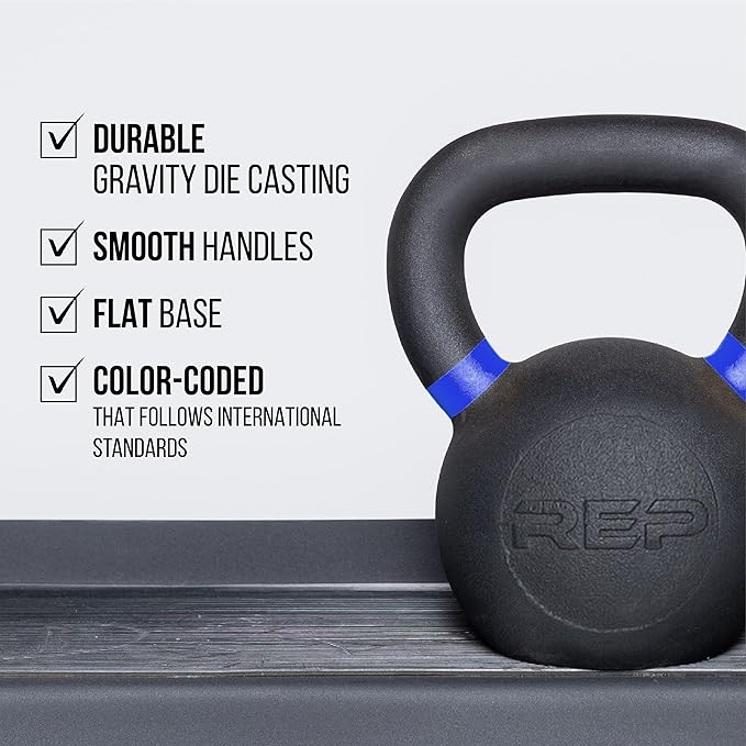 REP Fitness Kettlebell Set and Singles, 4kg to 24kg, 9lb to 53lb Weight Range, Cast Iron, Strength Exercise Training, Home Gym, Power Workout Equipment, Free Weights, Dumbbell Alternative