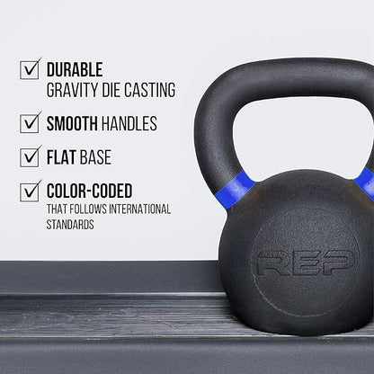 REP Fitness Kettlebell Set and Singles, 4kg to 24kg, 9lb to 53lb Weight Range, Cast Iron, Strength Exercise Training, Home Gym, Power Workout Equipment, Free Weights, Dumbbell Alternative