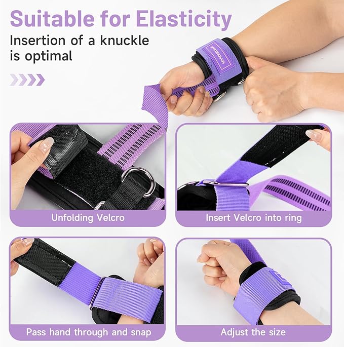 MANUEKLEAR Non-Slip Wrist Straps for Weightlifting Deadlifting, Gym Lifting Straps with D Rings for Cable Machine Workout, 10mm Neoprene Padded Weight lifting Wrist Wraps for Men Women