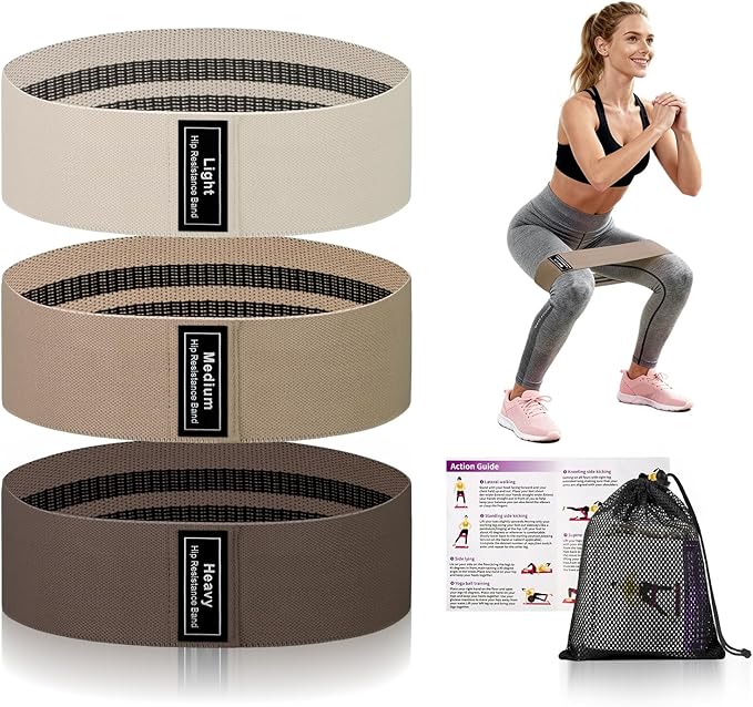 Muka 3 Pcs Resistance Bands Fabric Stretch Bands for Working Out, Yoga Elastic Band Loops for Booty Legs Thigh Glute Exercise