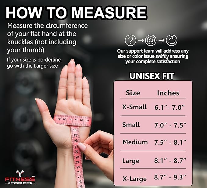 FITNESS FORCE Breathable Workout Gloves for Men and Women, Padded Weight Lifting Gloves with Full Palm Protection for Grip, Exercise, Cycling, Gym, Fitness Training