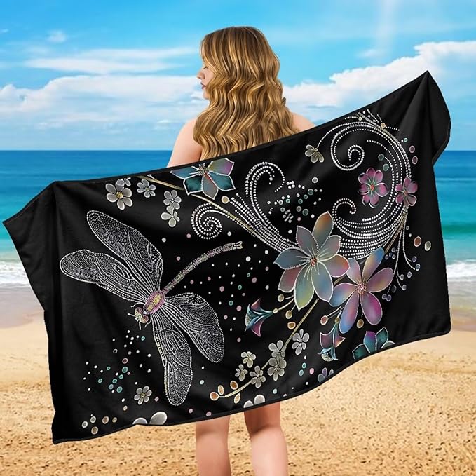 Bulopur Dragonfly Seat Cover Towels for Runners Boho Floral Beach Towel Car Seat Cover Machine Washable Easy to Install Sweat Towel Carseat Covers Universal Fit