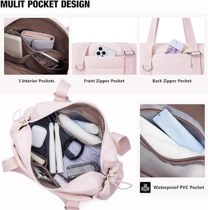 ROULENS Small Gym Bag for Women 2 Set Mini Gym Duffle Bag with Wet Compartment and Coin Wallet, Gym Tote Bag for Workout/Sport/Travel
