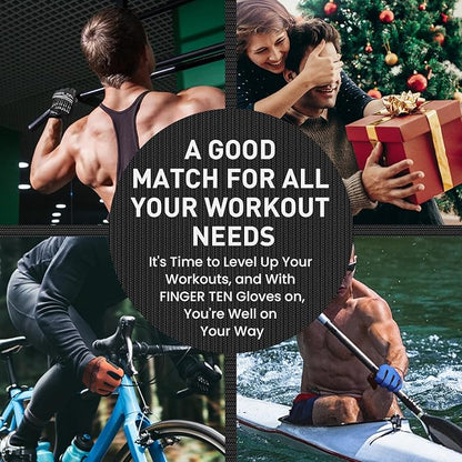 Full Finger Workout Gloves Weight Lifting Touchscreen for Men Women with Padding, Full Hand Gym Exercise Gloves Male Female, Non Slip Fitness Gloves Extra Grip for Cycling Climbing Hiking