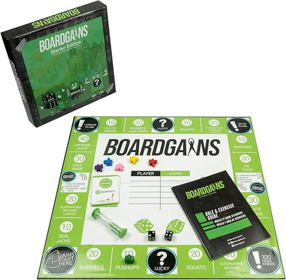 BoardGains Starter Edition – The Ultimate Fitness Board Game for Home Workouts, Group Fitness, & PE. Your Bootcamp in a Box!
