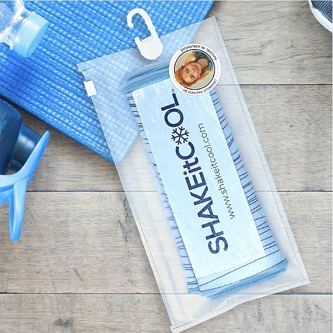 SHAKEitCOOL Original Cooling Towel – Be Cool in Style - Heat Relief, Soft, Lightweight, Sun Protection, Easy Clean - Perfect for Biking, Running, Yoga, Gym, Gardening - Baseball