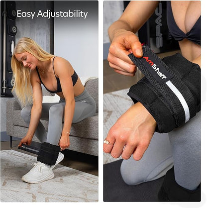 AmStaff Fitness Adjustable Ankle Weights 1 Pair 2 4 6 8 10 Lbs Leg Weight Straps for Strength Training, Walking, Jogging, Running, and Fitness Workouts – 1-5 lbs Each Ankle, 10 lbs Pair Set