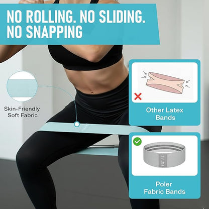 Poler Fit Kit: Fabric Resistance Bands Kit with 3 Levels (Light, Medium, Heavy) + 9″ Pilates Ball for Home Workouts – Exercise Bands Set for Strength Training, Pilates, Yoga, Glutes, Legs & Full Body