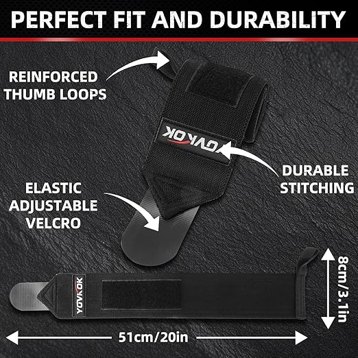Wrist Wraps, Wrist Straps for Weightlifting with Thumb Loops, Adjustable, Gym Straps Weight Lifting for Bench Press and Weight Training, Workout, Gym Women Men, Black