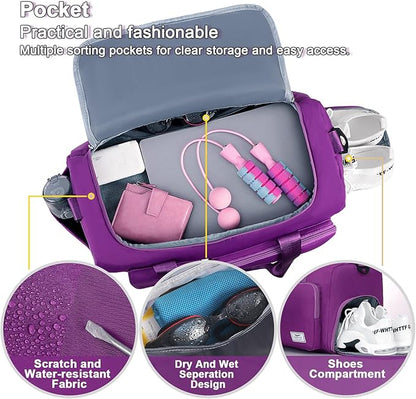 FIORETTO Women's Gym Duffle Bag with Shoes Compartment, 30L Capacity, Ideal for Travel, Gym, Sports, Duffel, Weekender