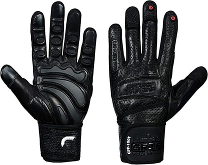 Elite Leather Gym Gloves with Built in 2" Wide Wrist Wraps Grip & Design for Weightlifting Power Lifting Bodybuilding & Strength Training Workout Exercises