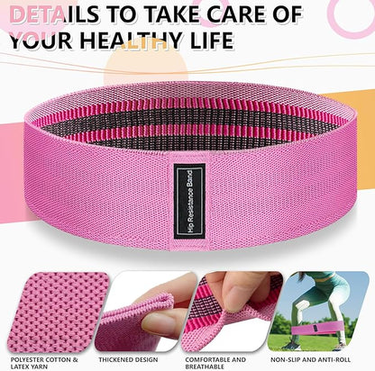 Exercise Bands, 3 Levels Fabric Resistance Bands for Working Out, Workout Bands Resistance for Women & Men, Multi-Colored Fabric Booty Bands for Leg Strength Training, Rehab, Yoga