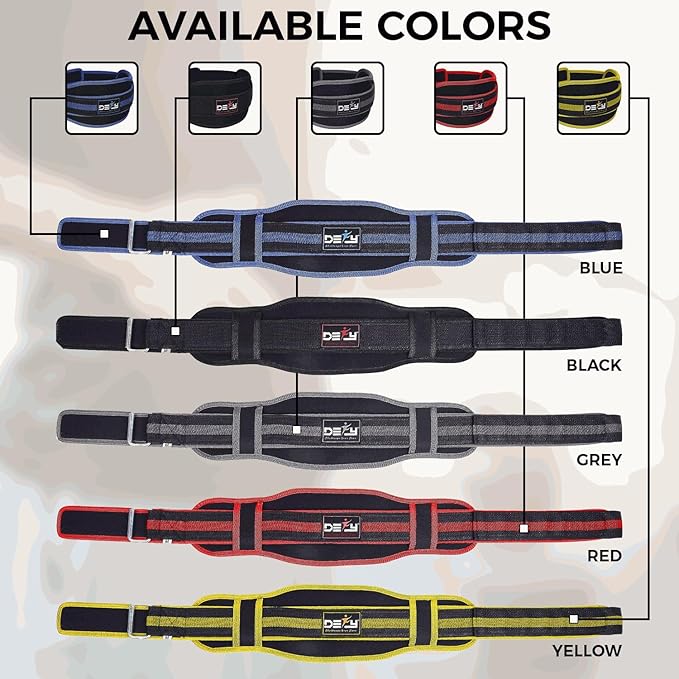 DEFY Weight Lifting Belt Lumbar Support with Neoprene Double Back Belt 5 Inches Wide Gym Training Fitness Exercise Bodybuilding Firm and Comfortable with Back Injury Protection