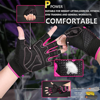 MOREOK Workout Gloves Padded Weight Lifting Gloves for Men/Women, [3MM Gel] Fingerless Grip Gym Gloves Fitness Gloves for Exercise,Hanging,Weightlifting, Cycling, Pull ups, Rowing
