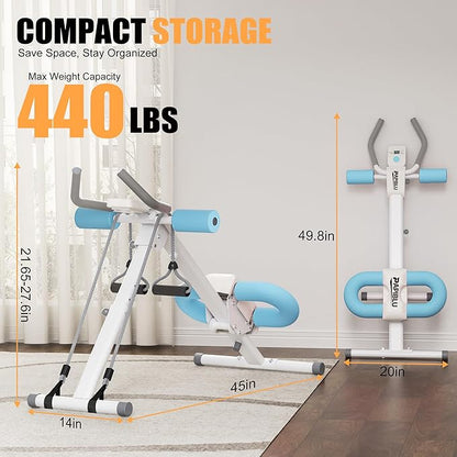 Abdominal Trainers - Adjustable Ab Trainer Machine, Foldable Abdominal Workout Equipment with Knee Protection - Home Gym Core Strength Trainer for Men & Women