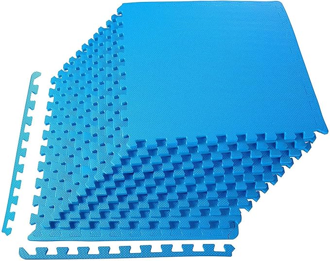 BalanceFrom Puzzle Exercise Mat 1/2" Thick, EVA Interlocking Foam Floor Tiles for Home Gym, Mat for Home Workout Equipment, Floor Padding for Kids, Multiple Sizes and Colors