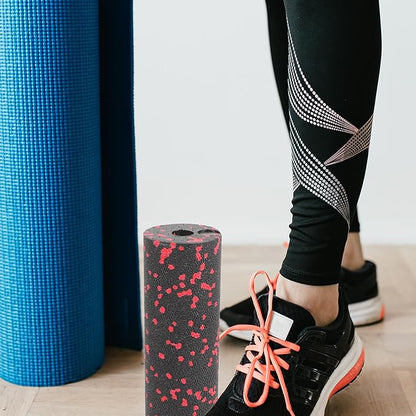 ABOOFAN Compact Fitness Foam Roller Massage Stick, Hollow Portable Back Muscle Massager for Exercise Relaxation and Travel, Red Foam Exercise Roller for Muscle