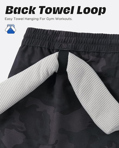 Men 2 in 1 Running Shorts with Compression Liner 5" 7" Quick Dry Workout Athletic Shorts with Pockets Towel Loop